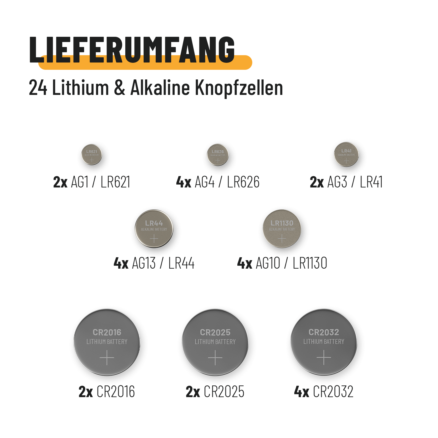 Knopfzellenset 24-teilig