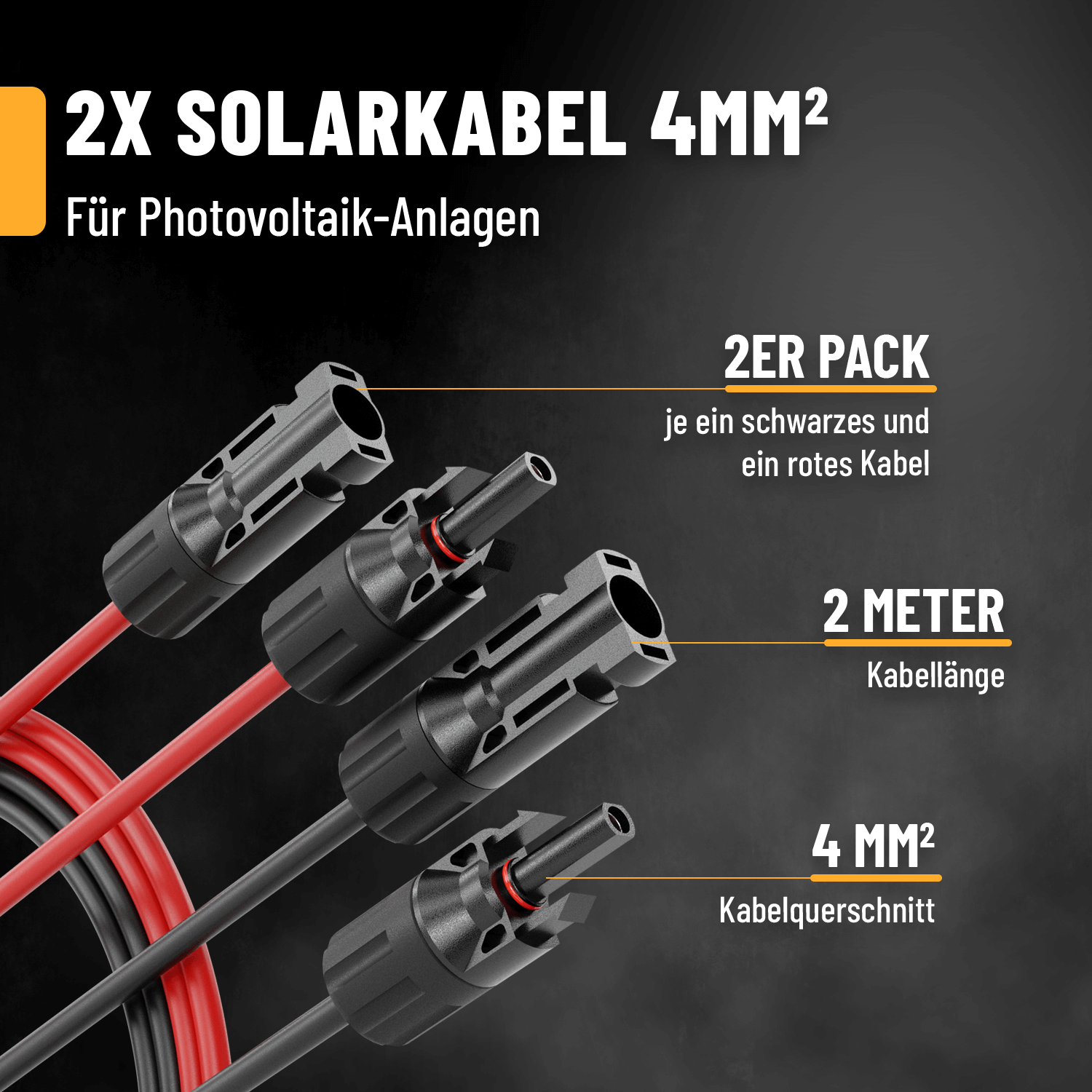 Solarkabel 2x 2m 4mm²