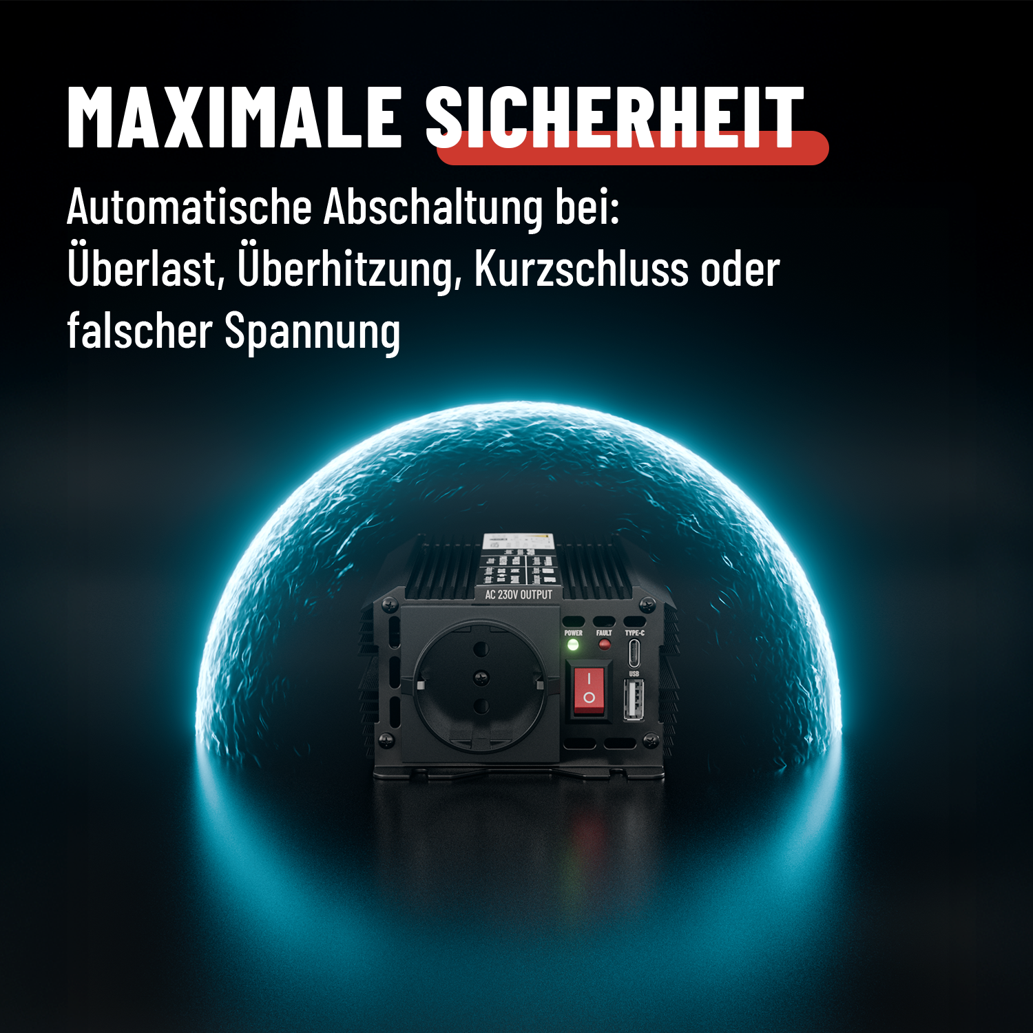 ABSINA 12V auf 230V Spannungswandler - Modifizierter Sinus Wechselrichter