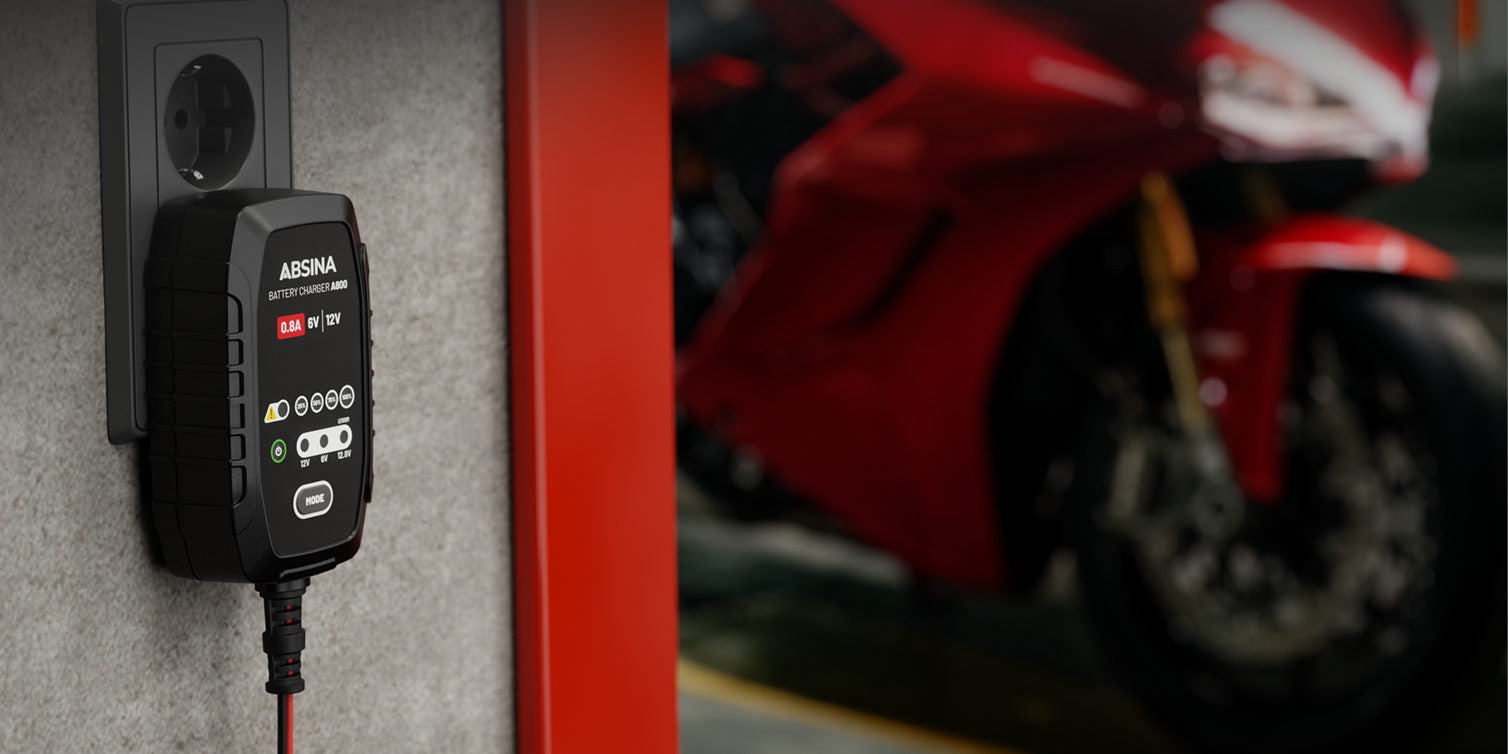 ABSINA Batterieladegerät A800 ideal für Motorrad