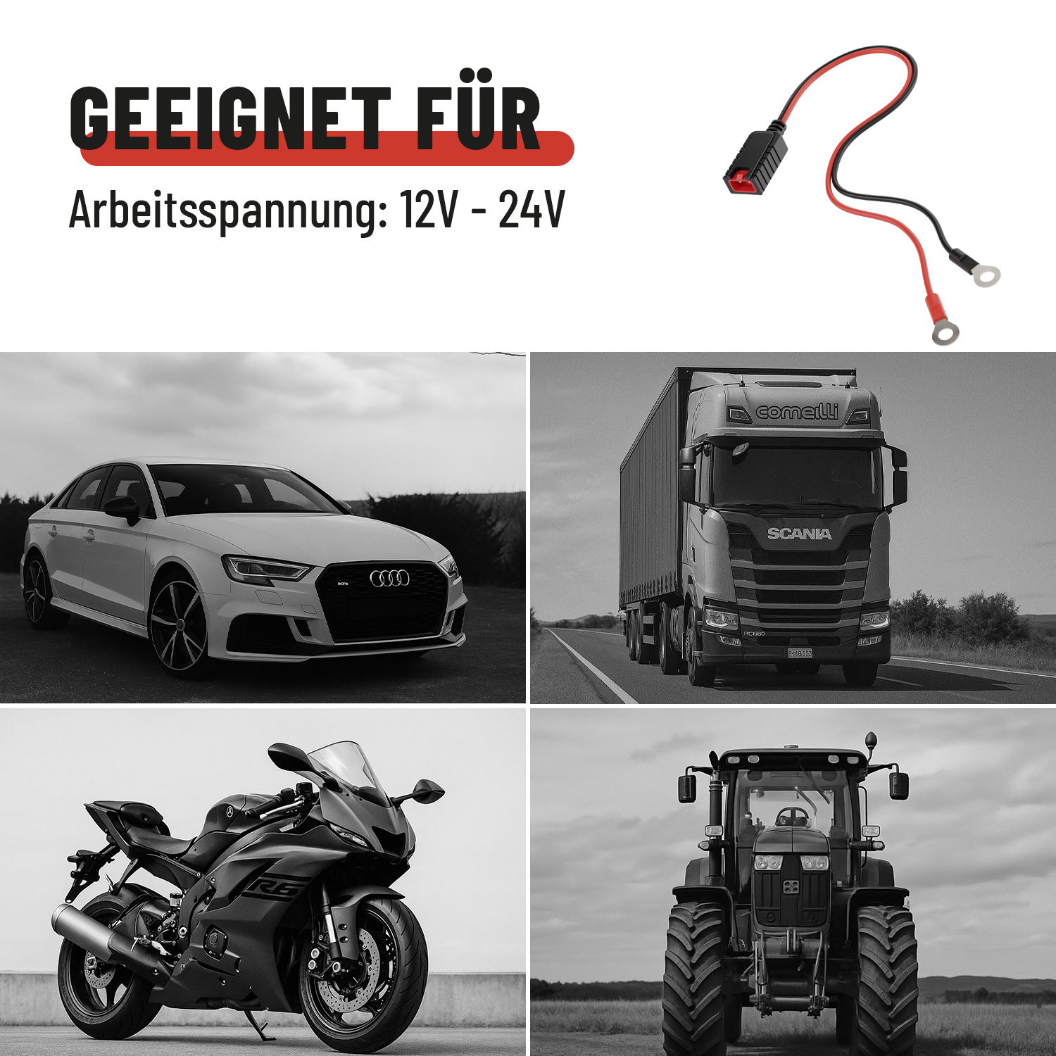 Batterieanschlusskabel M6 Ringösen