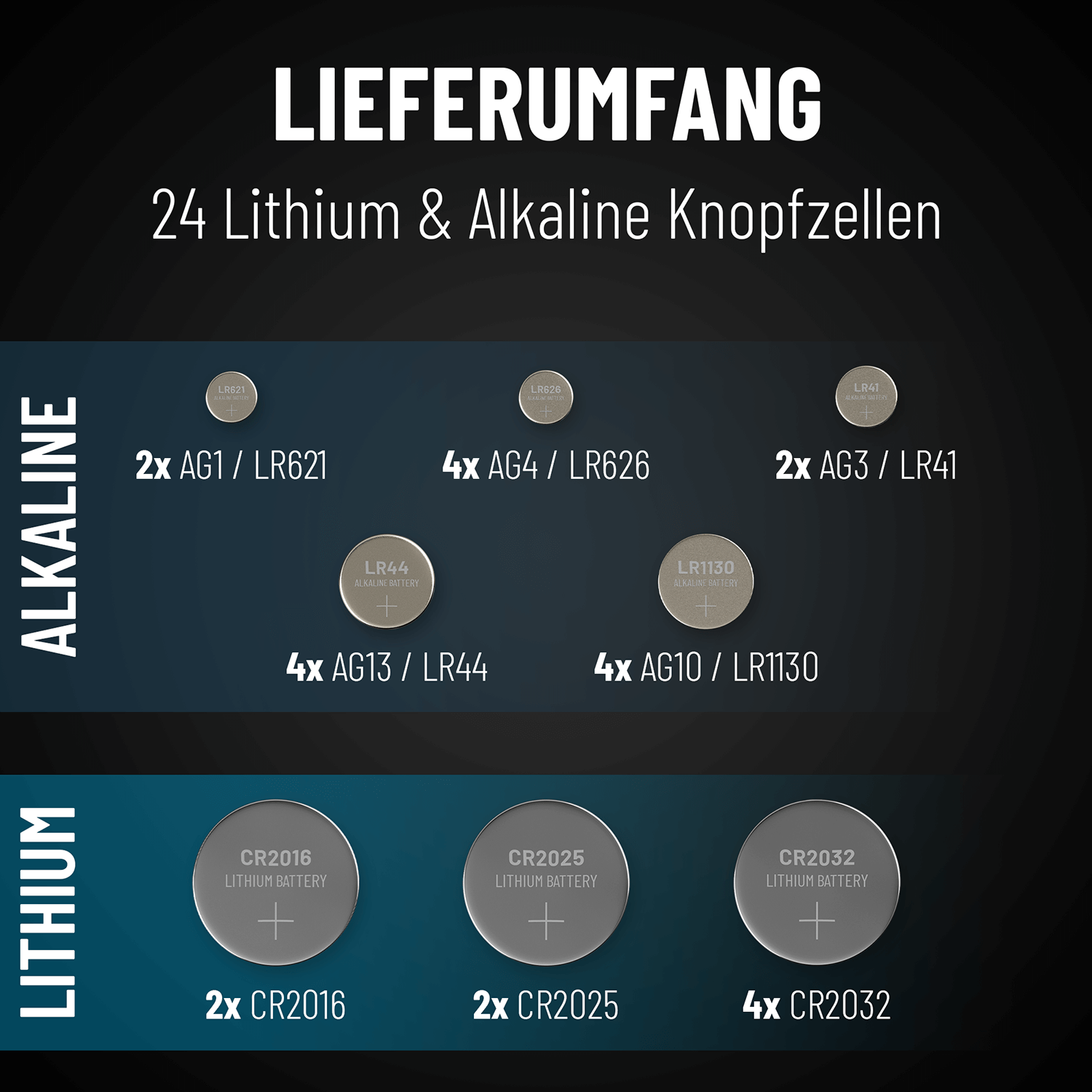 Knopfzellenset 24-teilig