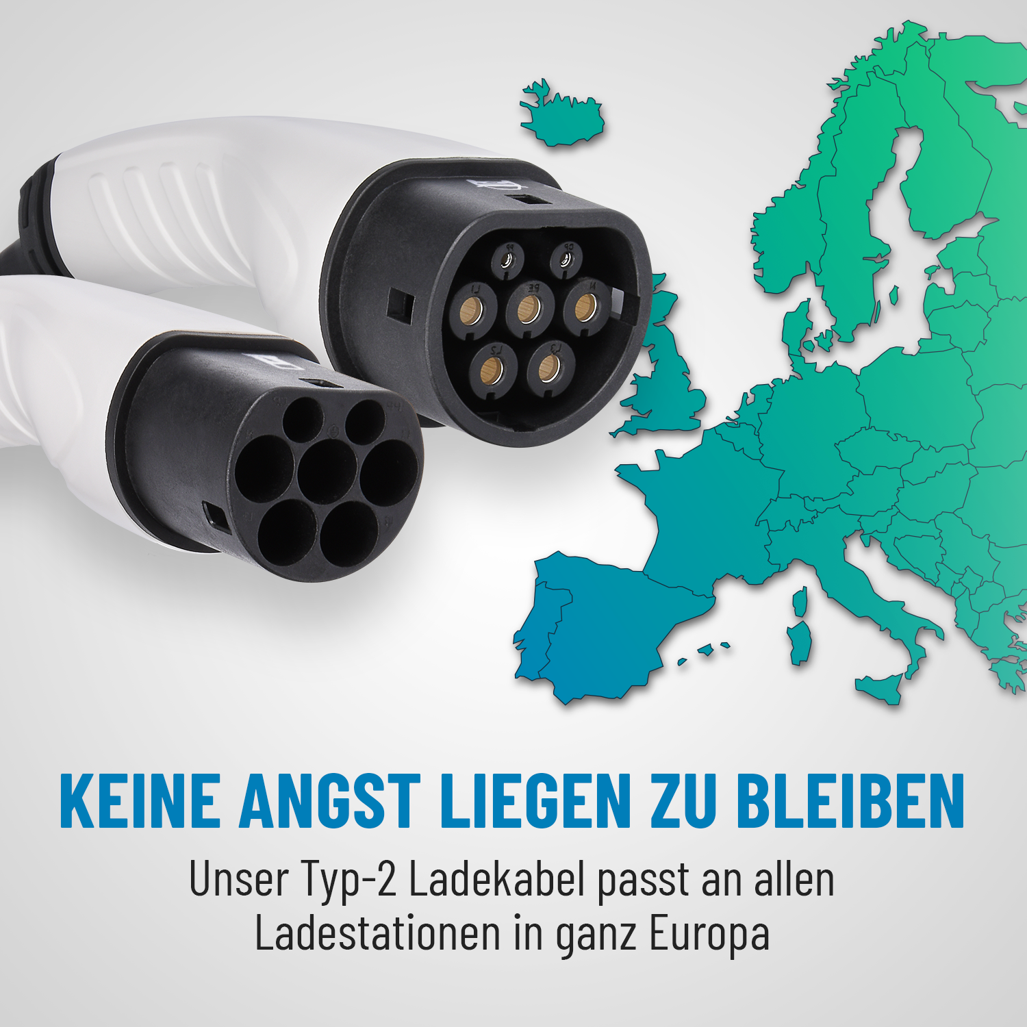 ABSINA 11kW Ladekabel passt an allen Ladestationen in Europa