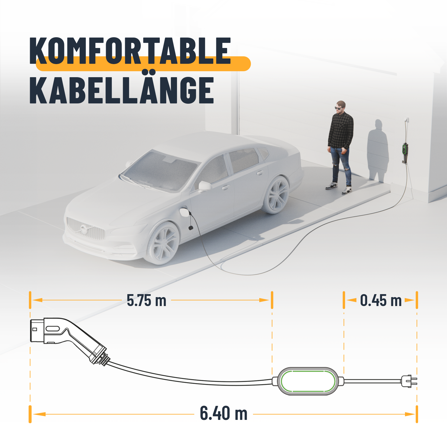 Ladekabel Typ 2 Schuko einstellbarer Ladestrom