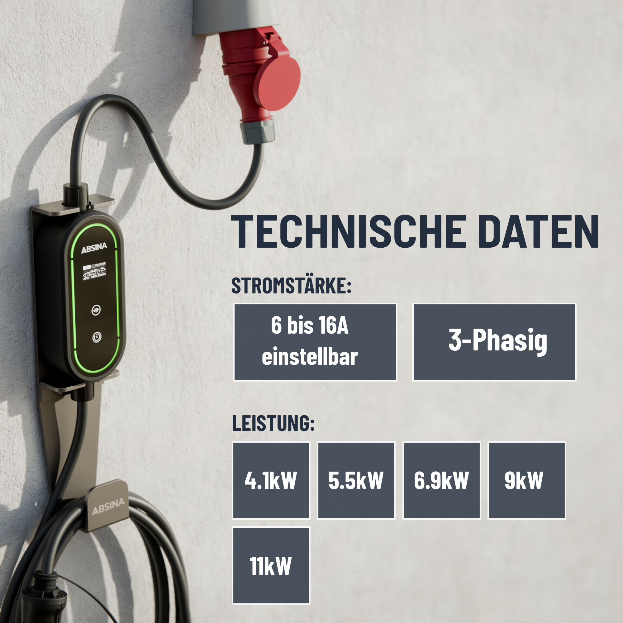 Ladekabel Typ 2 CEE mit einstellbarem Ladestrom