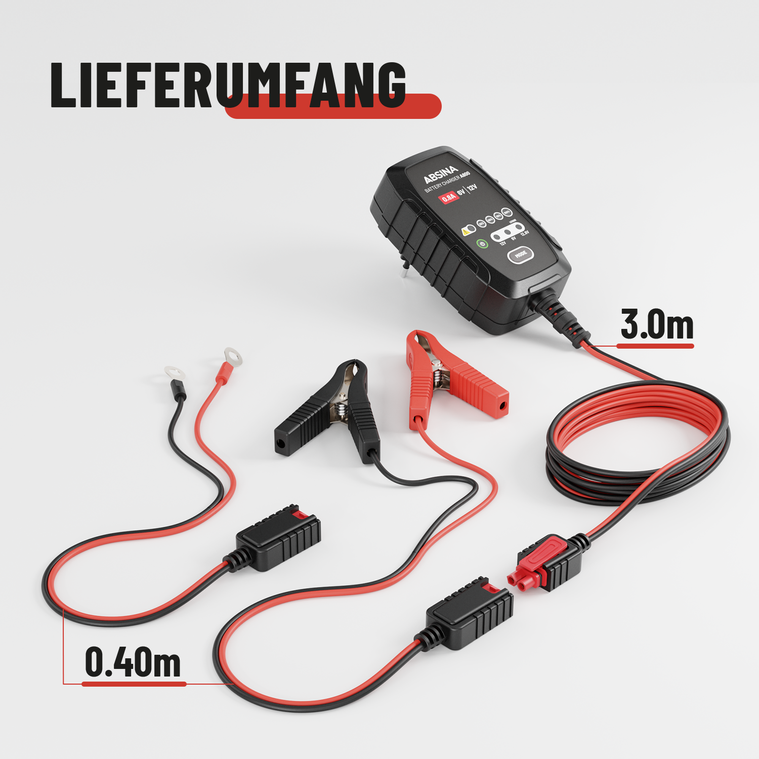 Motorrad Batterie Ladegerät A800 6V/12V 0.8A