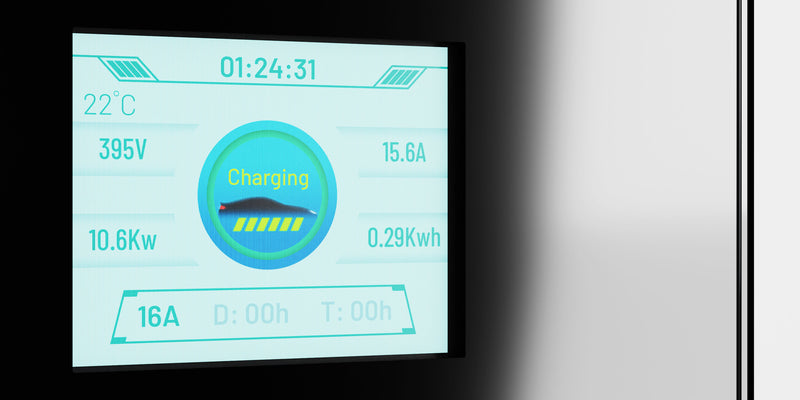 ABSINA Typ 2 Wallbox LCD Display mit Informationen zum Ladezustand
