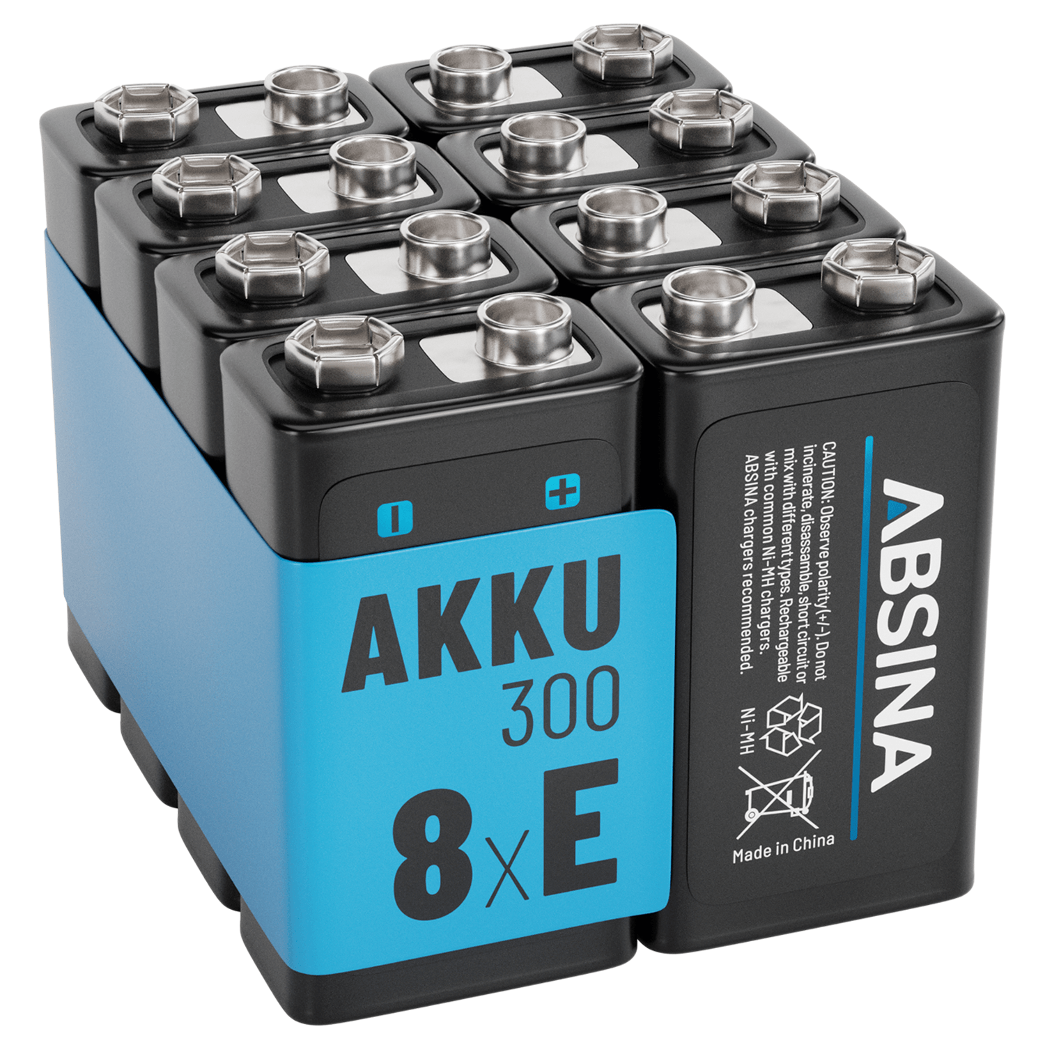 9V E-Block Akku wiederaufladbar Typ 300