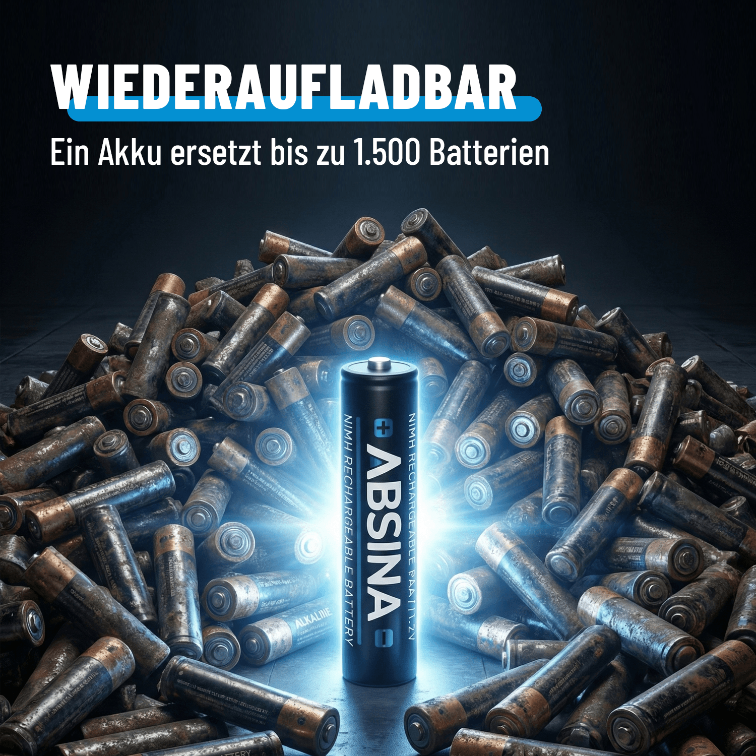 ABSINA AAA Akkus wiederaufladbar ersetzen bis zu 1500 Batterien 401002-3