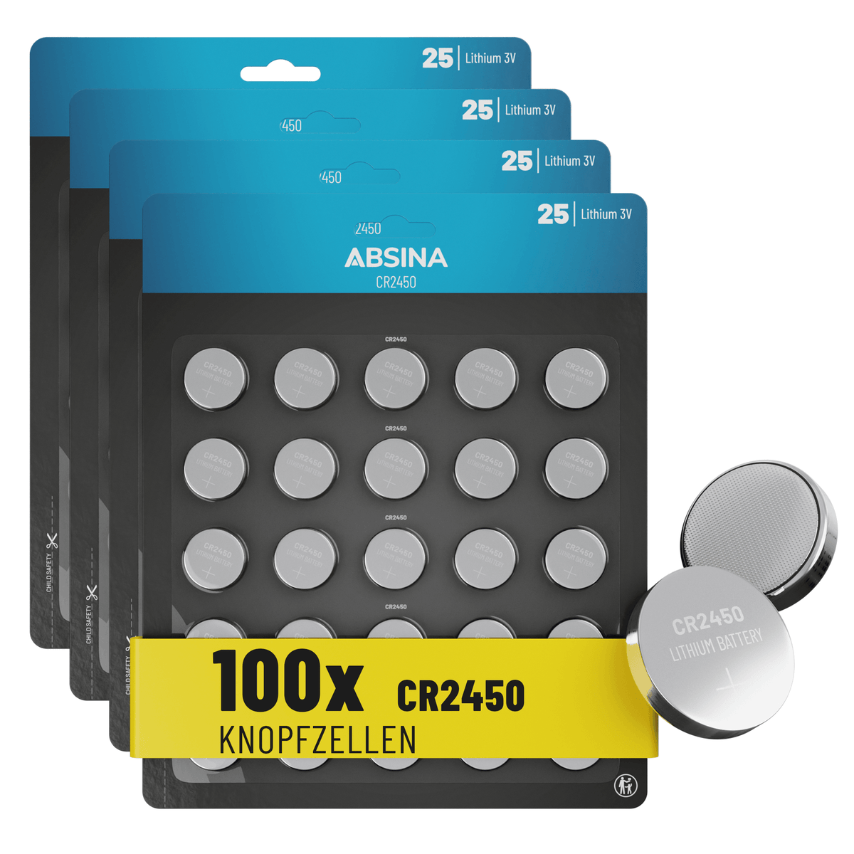 ABSINA CR2450 Knopfzelle 3V Lithium
