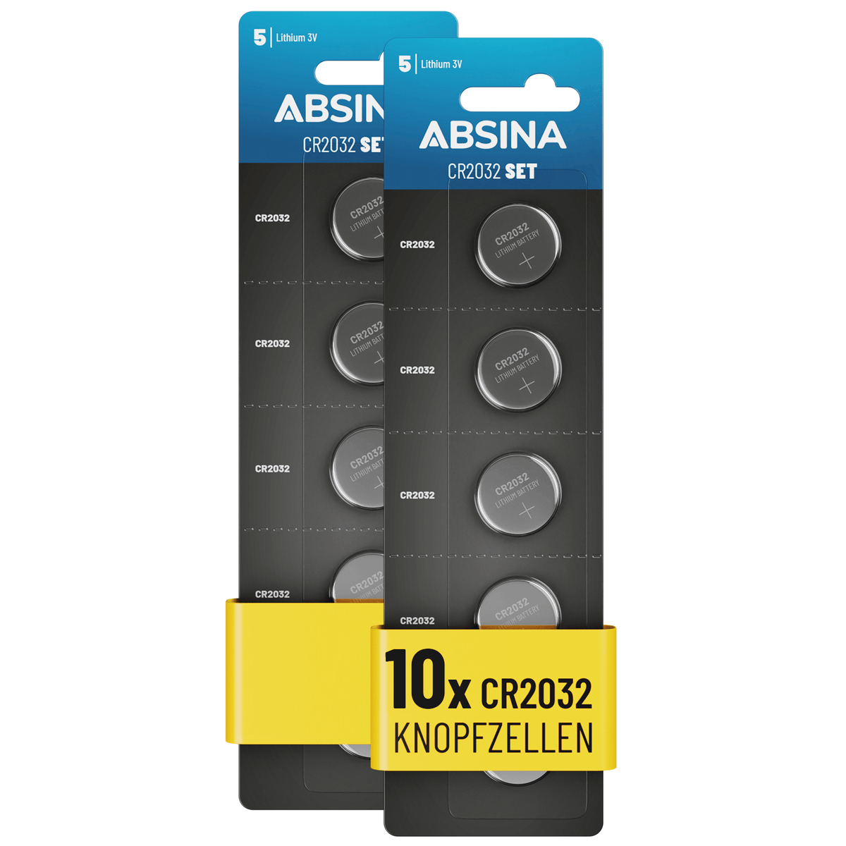 ABSINA Knopfzellen CR2032 3 Volt Lithium 10er Pack Hauptbild