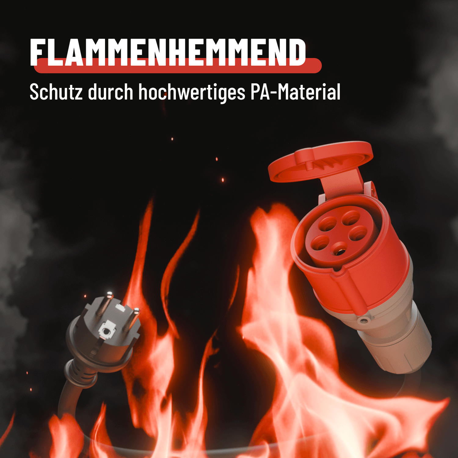 Adapter 230V Schuko auf 230V CEE flammenhemmend 911007-5