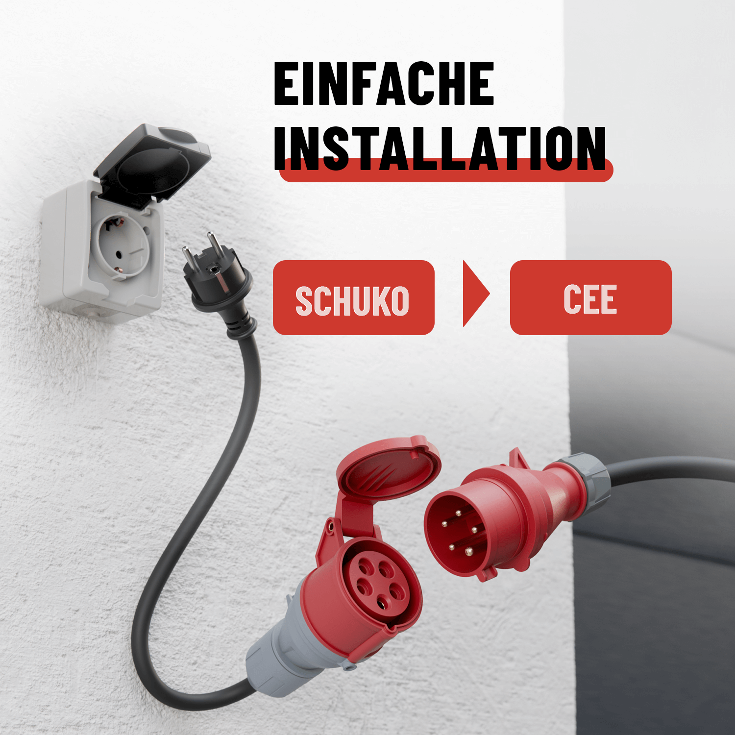 Schuko auf CEE als Elektroauto Zubehör 911007-2