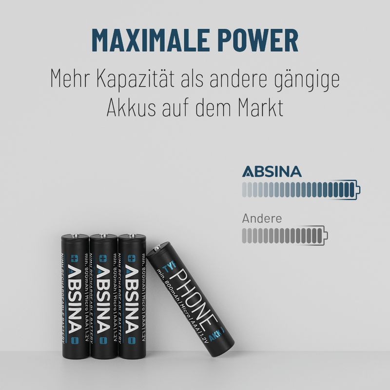 Micro AAA Phone Akkus wiederaufladbar 800 mAh 1,2V