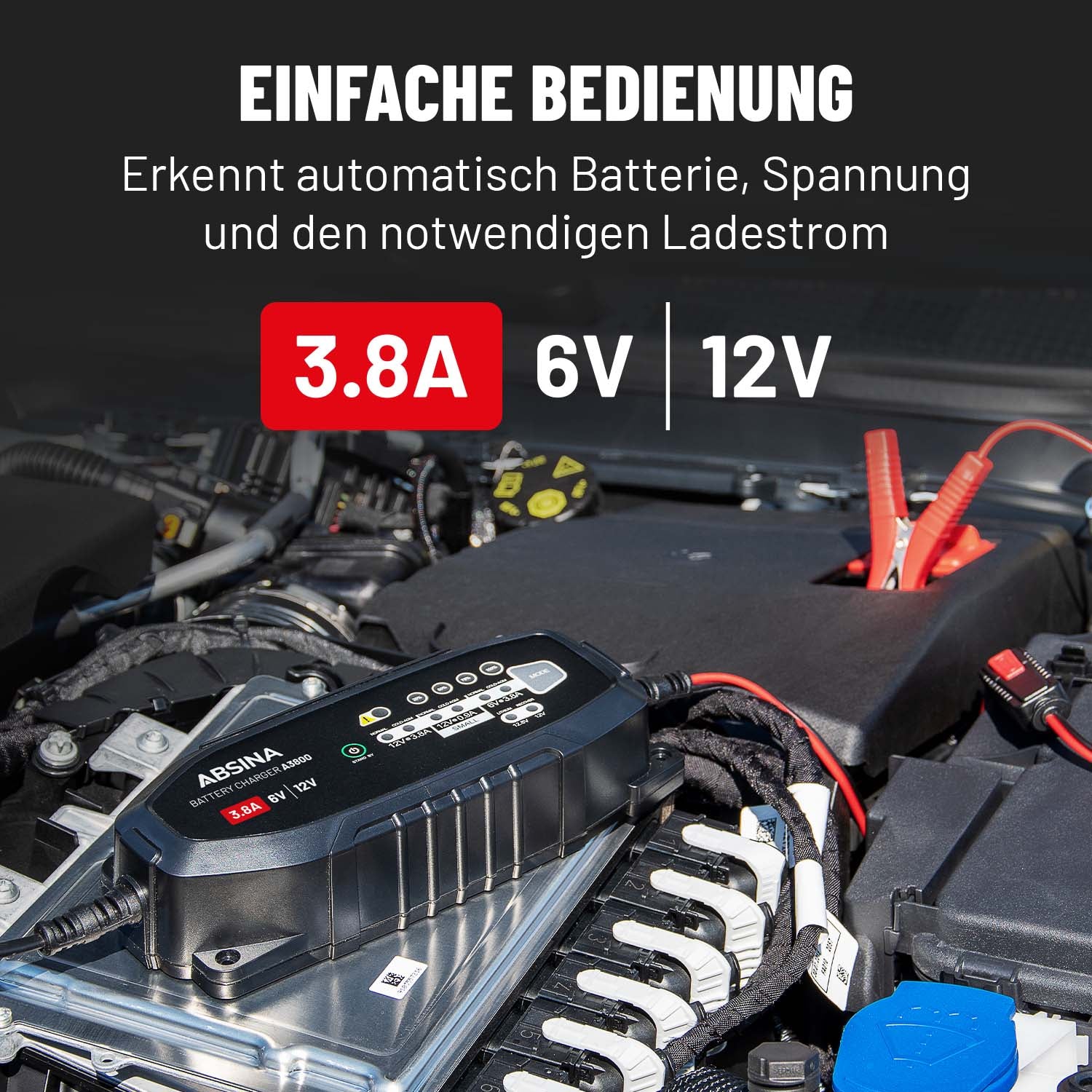 ABSINA KFZ Batterie Ladegerät A3800 einfache Bedienung