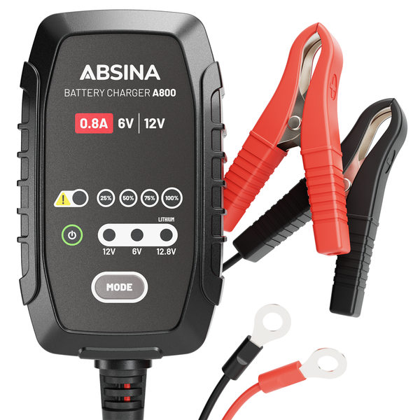 ABSINA Motorrad Batterie Ladegerät A800 6V/12V 0.8A
