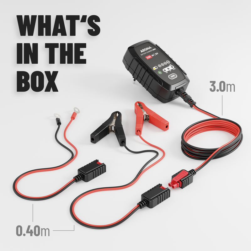 ABSINA Motorrad Batterie Ladegerät Lieferumfang